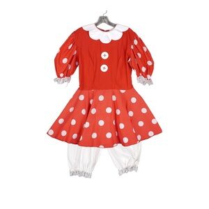 Vintage Disney Wear Minnie Mouse Costume Dress 2 piece Adult 13-15 Red White USA